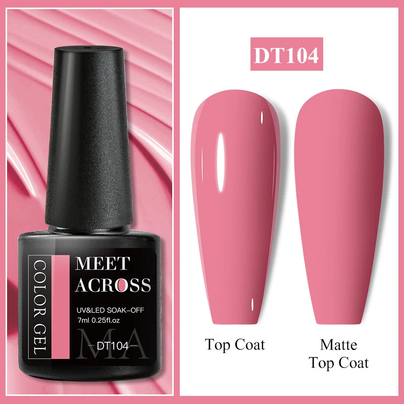 MEET ACROSS 7ml Glitter Gel Nail Polish Sparkly Sequins UV LED Soak Off Varnish For Manicure Semi Permanent Nail Art Gel Polish