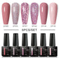 MEET ACROSS 6Pcs Gel Nail Polish Set Pink Red Green Macaron Color Manicure Kit For Nails UV Gel Nail Art Varnish Nail Supplies