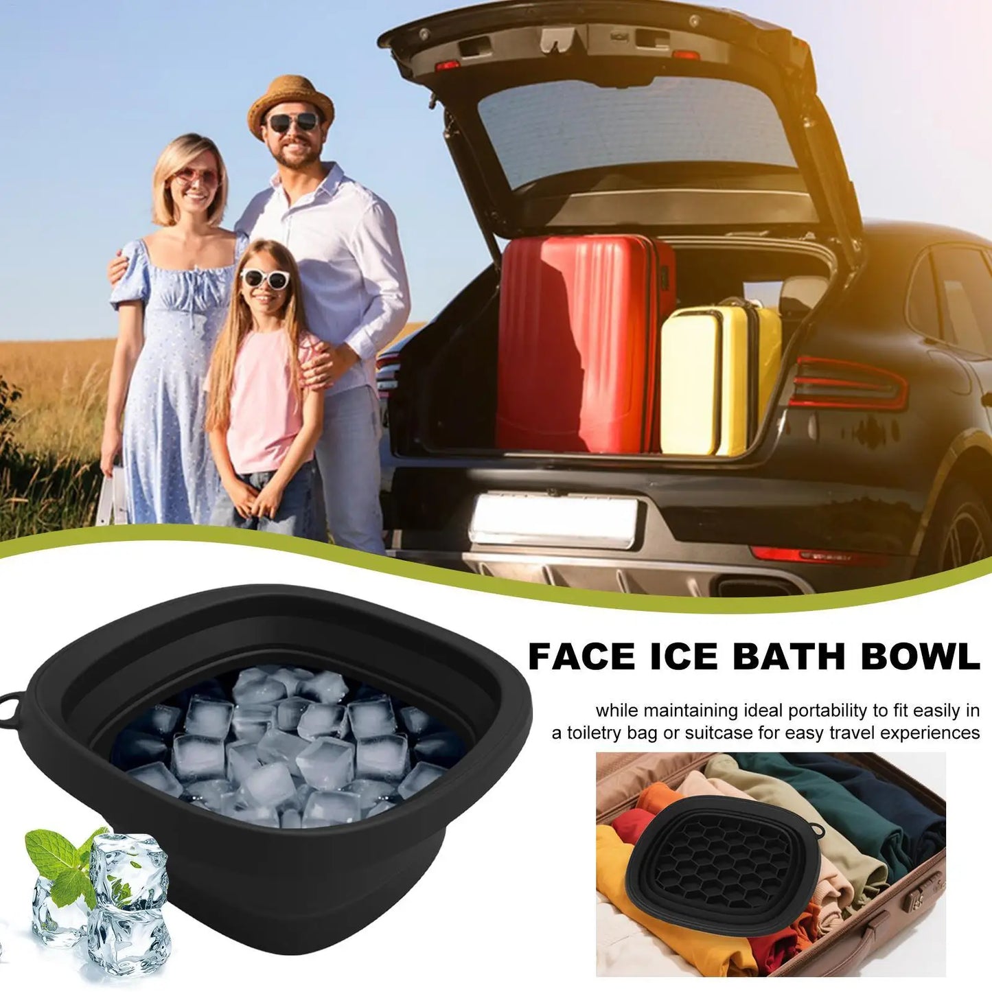 Foldable Face Ice Bath Bowl for Women Girls Facials Skin Cares Tool Silicone Cold Therapy Washbasin Portable Face Dipping Bowl