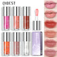 QIBEST Crystal Jelly Moisturizing Lip Oil Plumping Lip Gloss Makeup Sexy Plump Lip Glow Oil Tinted Lip Plumper Lip Care 6 Colors