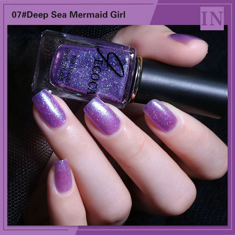 Laser Glitter Nail Polish Rainbow Nail Polish 8ml Laser Varnish Shining Glitter Nails 3-in-1 Water Based Nagel Nail Art Tools