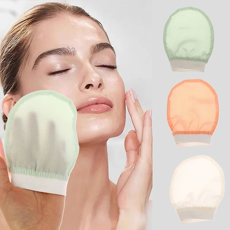Silk Exfoliating Face Wash Beauty Towel Soft Exfoliating Skin Bath Scrub Silk Bath Face Wash Gloves