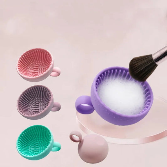 1pc Quick Clean Makeup Brush Cleaner Silicone Scrubber Box Beauty Egg Powder Puff Non-slip Deep Cleaning Bowl Clean Mat Tools