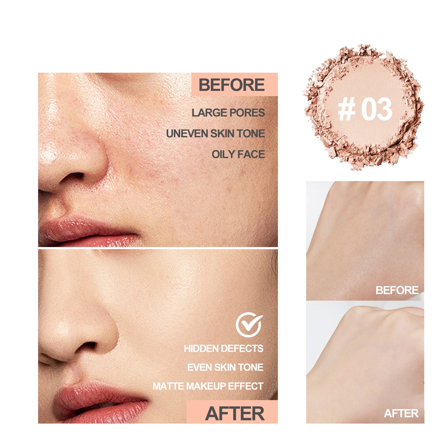 Lasting Oil Control Pressed Powder Bronzer Natural Brighten Waterproof Nude Setting Loose Translucent Powder Dupes Makeup Women