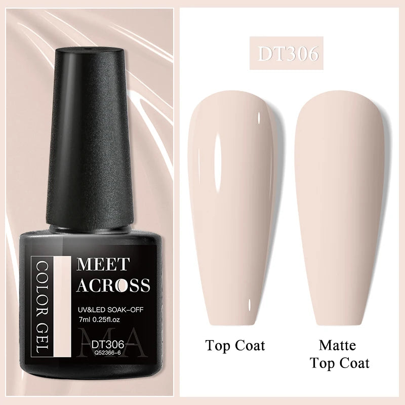 MEET ACROSS 7ml Black White Red Gel Nail Polish Glitter Semi Permanent Nail Supplies Gel Vernis for All-Season Nails Design