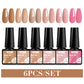 Mtssii 6PCS/Set Sparkly Nude Pink Gel Nail Polish Glitter Semi Permanent Nail Art LED UV Soak Off Gel Varnish Nail Supplies