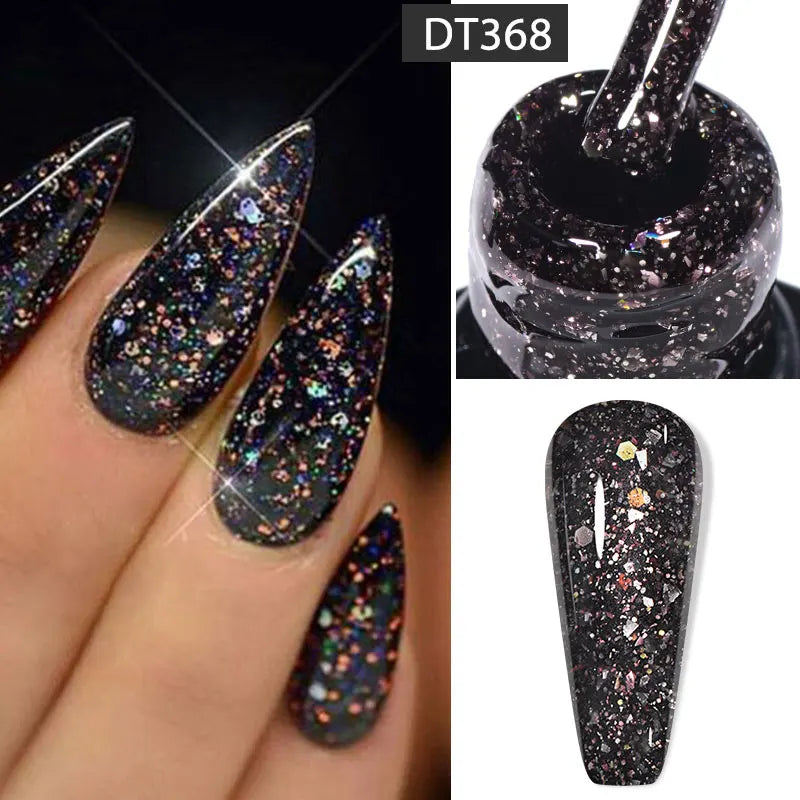 MEET ACROSS 7ml Glitter Gel Nail Polish Sparkly Sequins UV LED Soak Off Varnish For Manicure Semi Permanent Nail Art Gel Polish