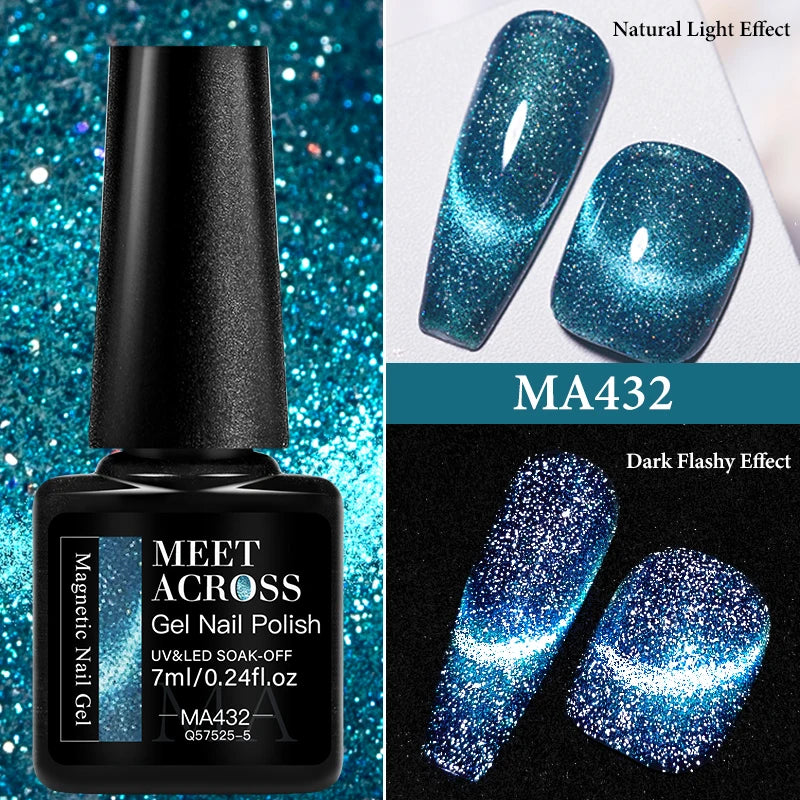 7ml Red Series Cat Magnetic Gel Nail Polish Sparkle Glitter Semi Permanent Nail Art UV Gel Varnish Manicure For Valentines Nails