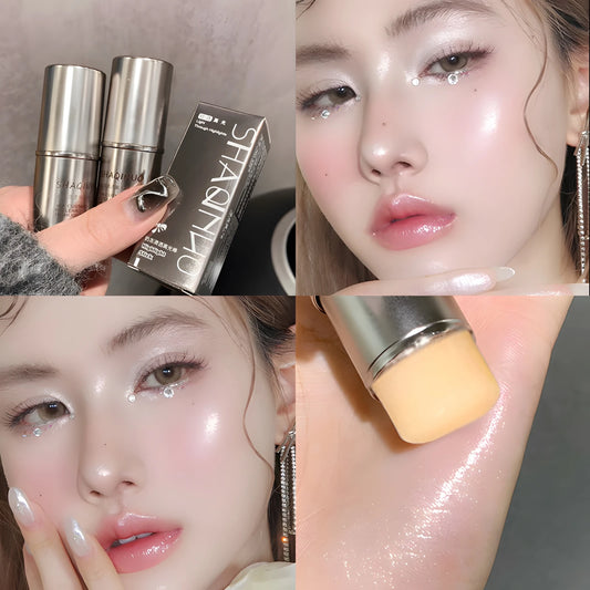Wet and shiny! Highlighter stick brightens the eyes and contours the eyes with pearlescent silkworms to create a natural and thr