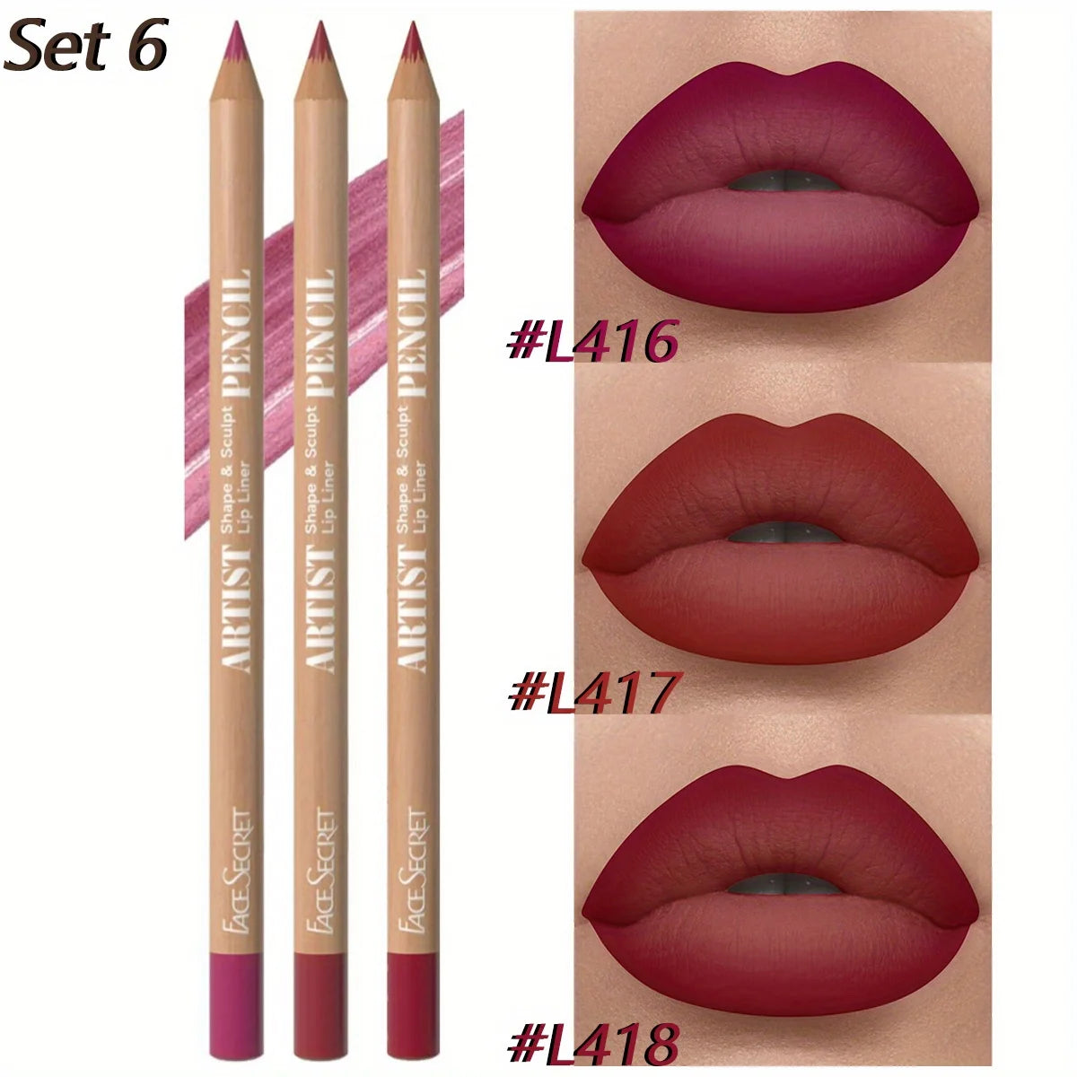 3Pcs Long-Lasting Velvet Lip Liner Matte Lipstick Waterproof  Perfect Gift for Valentine's Day, Lip Liner Set