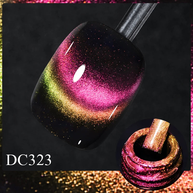 7ml Sparkling Glass Bead Cat Magnetic Gel Nail Polish Flash Black Spar Red Color Semi Permanent Soak Off UV Summer Gel Varnish