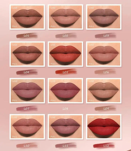 Face Secret 12-Color Lipliner – Waterproof, Long-Lasting Velvet Matte Multi-Color Correcting Lip Pencil, Lip Plumping Cosmetics