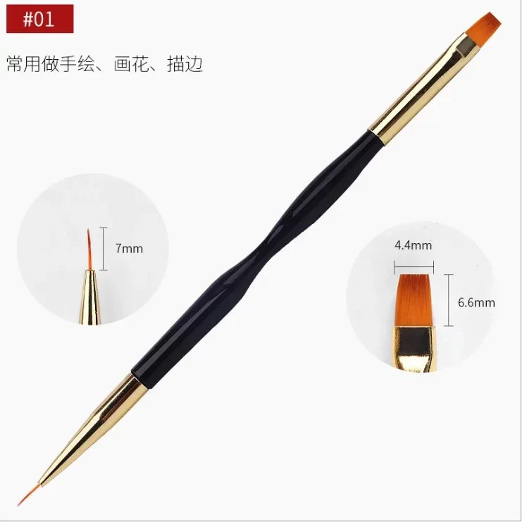 French Stripe Nail Art Liner Brush Set Tips Ultra-thin Line Drawing Pen Dual End UV Gel Painting Brushes Manicure Tools