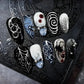 24pcs Sliver Spider Design Fake Nail Halloween Gothic Punk False Nail Tips Wearable European Heavy Metal Almond Press on Nails