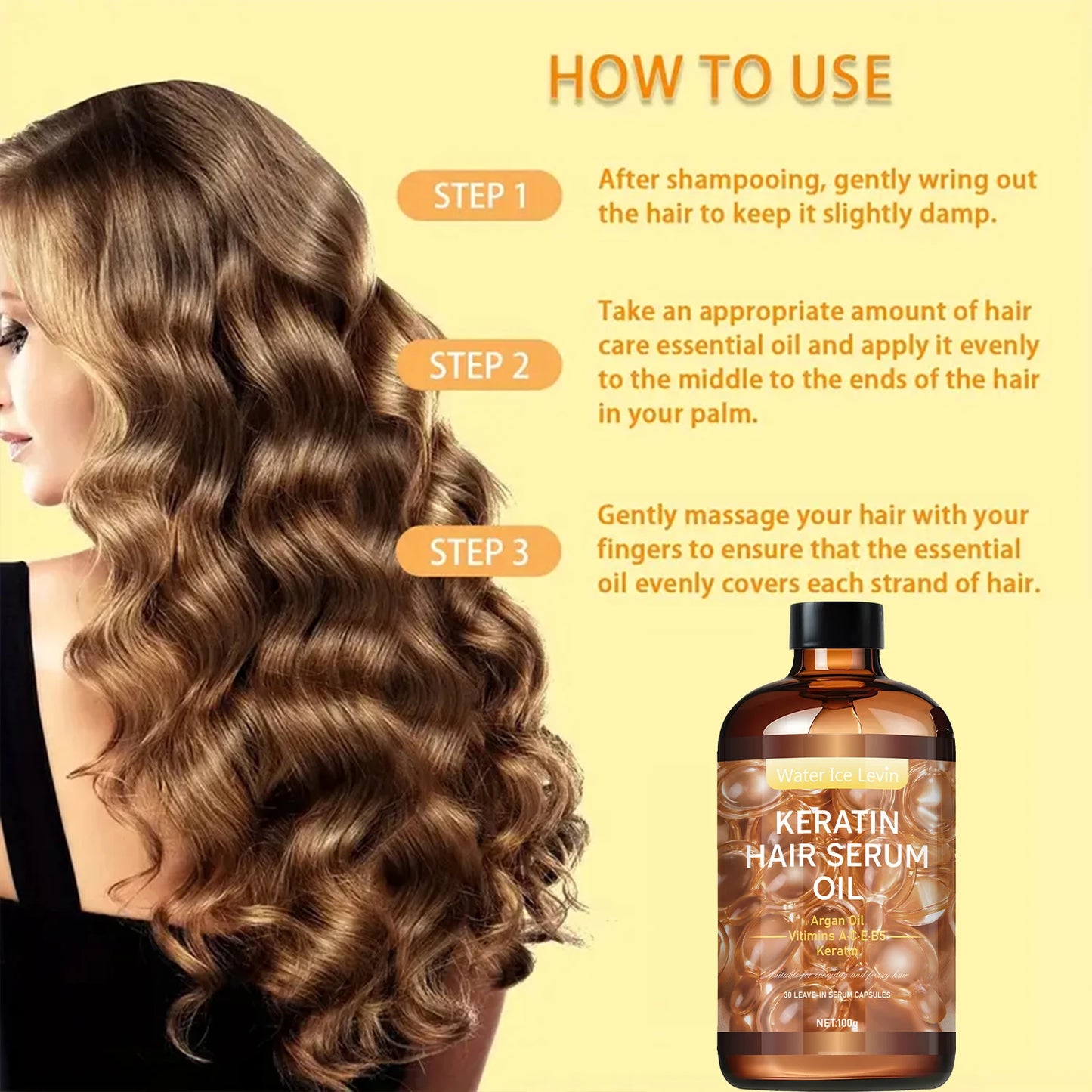 Hair Care Essential Oil, Repairs Hair Roots and Fills Cuticles and Pores, Deeply Nourishes and Locks in Moisture, Moisturizes Dry Hair