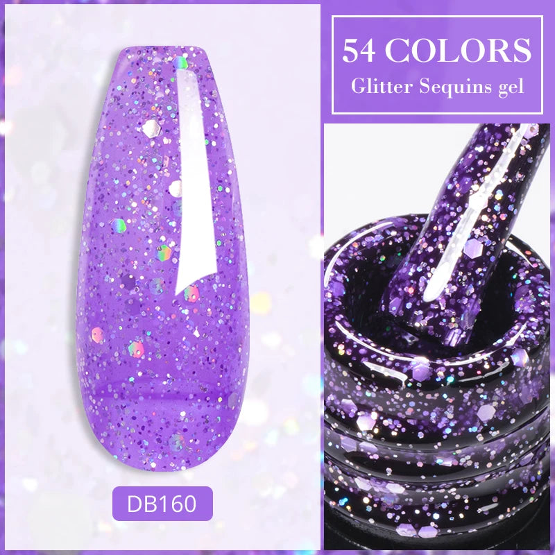 Mtssii 7ml Glitter Rubber Base Gel Polish Gold Sequins Pink White Base Gel Top Coat Soak Off UV LED Nail Art Varnish Manicure