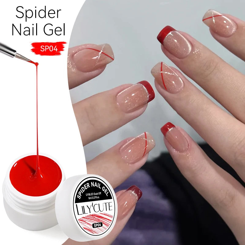 LILYCUTE Black White Spider Drawing Gel Nail Polish DIY Painting Outline Soak Off UV Gel Varnishes Wire Liner Nail Art Supplies