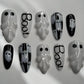 24pcs Sliver Spider Design Fake Nail Halloween Gothic Punk False Nail Tips Wearable European Heavy Metal Almond Press on Nails