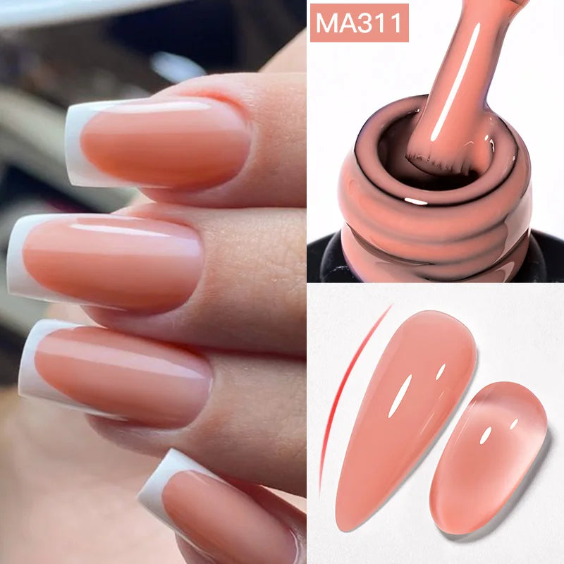 MEET ACROSS 7ml Rubber Base Gel Glitter Nude Pink White 2 In 1 Gel Nail Polish Nail Art Varnish For Nails Winter Autumn Manicure