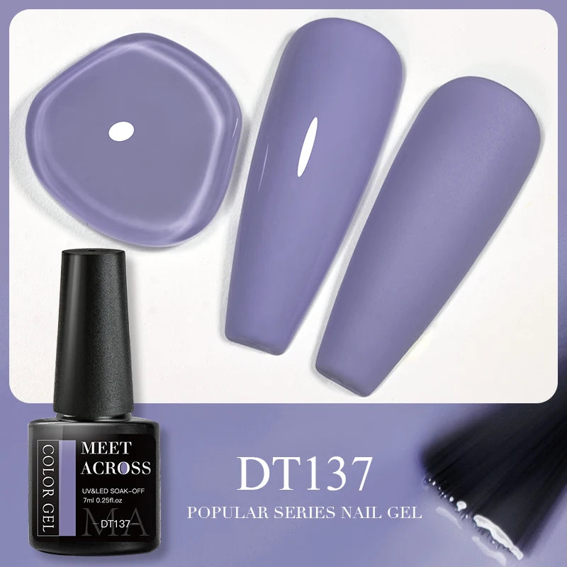 MEET ACROSS 7ml 140 Colors Glitter Gel Nail Polish Fluorescent Laser Semi Permanent Soak Off Nail Art UV Gel Varnish Manicure
