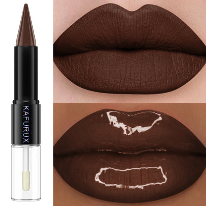 1PC Waterproof 2 In 1 Double Head Lipstick Lip Coat Set  Long Lasting Coat 24HR Makeup Gifts Lip Tint Plumper Lip Oil Lip Glaze