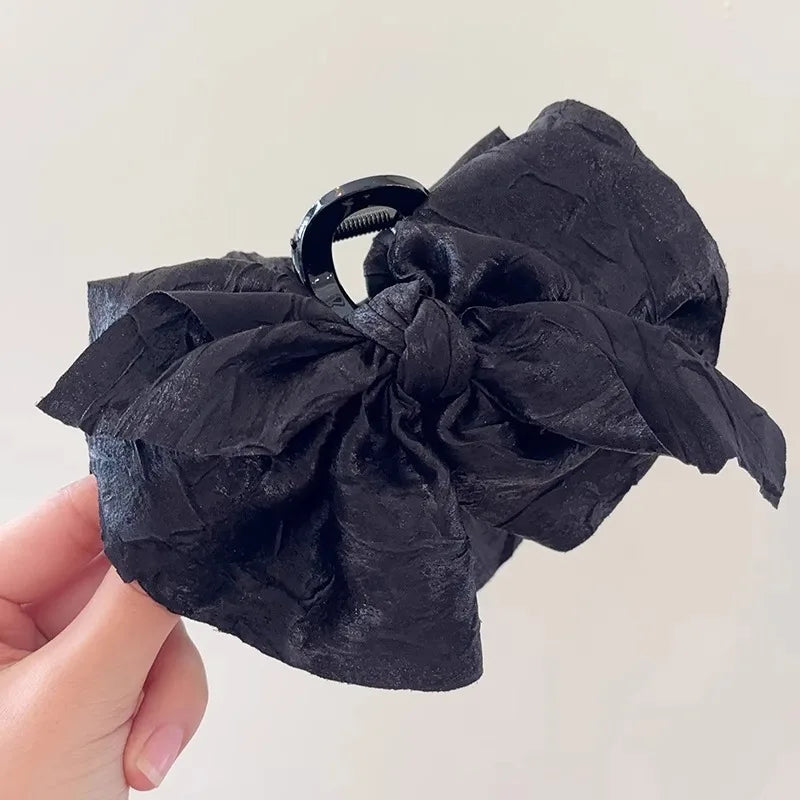 French Elegant Hair Claw Crabs For Women Polka Dot Fashion Bow Hair Clip Retro Head Shark Clip Luxury Hair Accessories