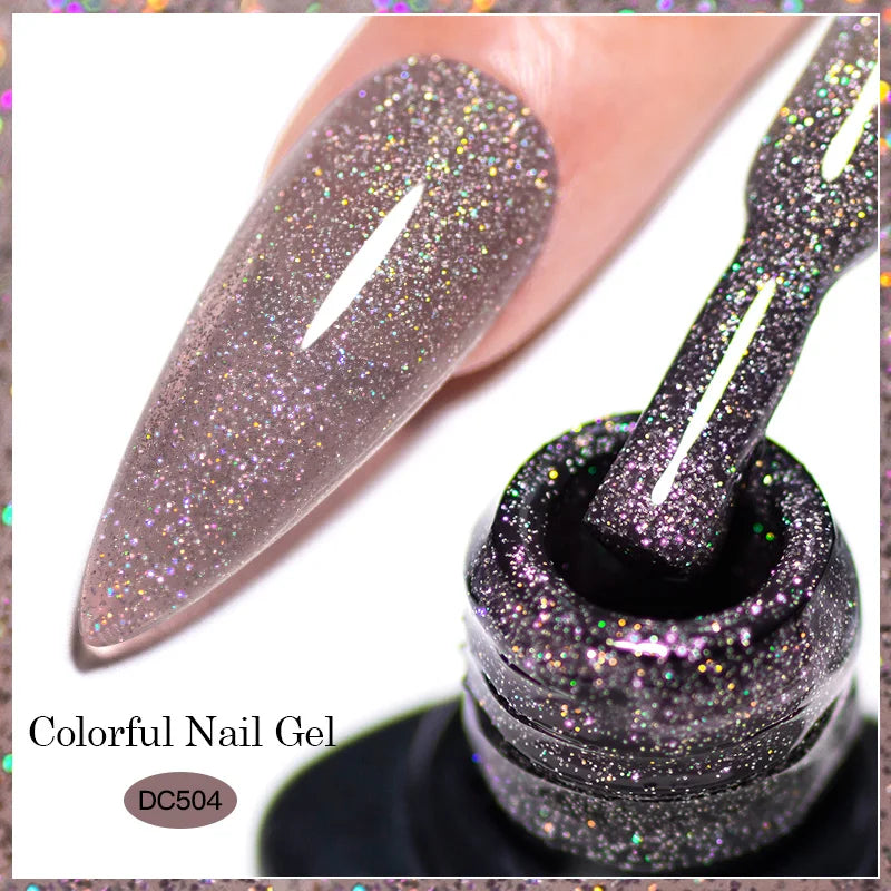 Mtssii 7ML Colorful Reflective Gel Nail Polish Glitter Sparkling Flash Glitter Gel Polish Semi Permanent Varnish Soak Off Nails
