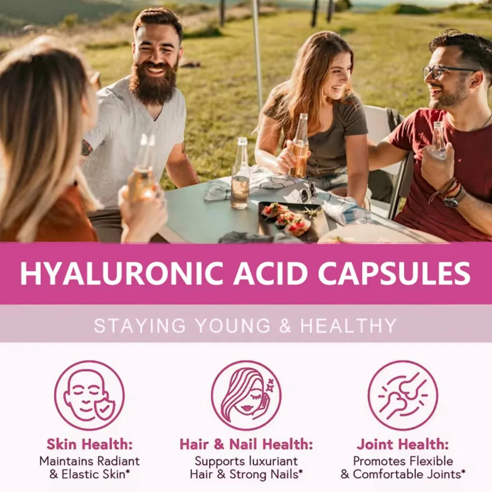 Hyaluronic Acid Supplement, Beauty Serum, Promotes Beautiful Skin, Healthy Hair and Nails, Gluten Free