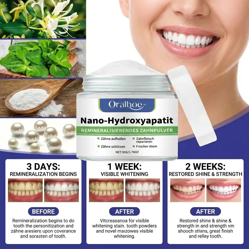 With Hydroxyapatite10%-Infused Winter Whitening Tooth Powder: Enamel Repair, Deep Cleaning & Long-Lasting Fresh Breath
