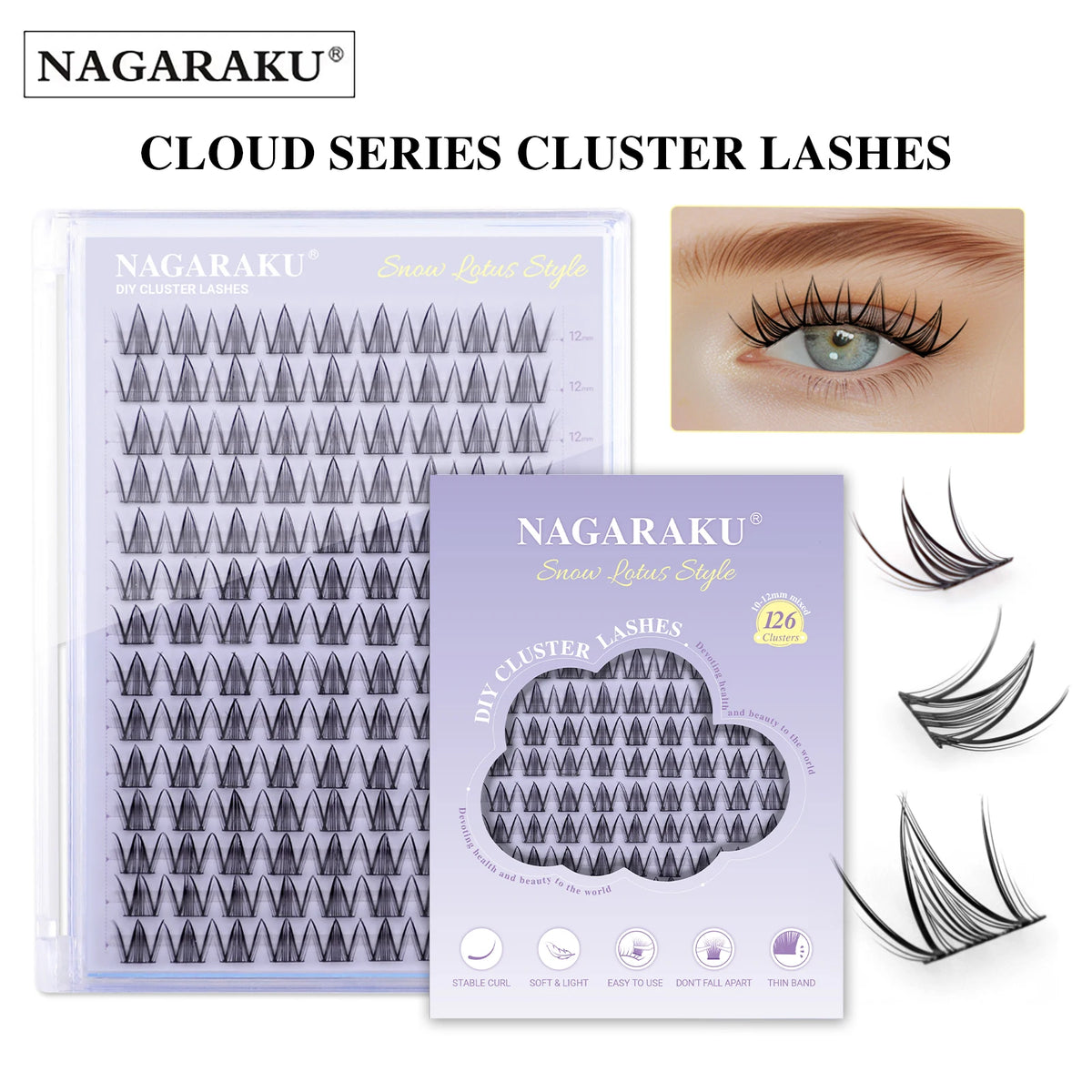 NAGARAKU DIY Cluster Lashes 'Cloud Series' New Trend Shape At-Home Full Volume Easy to Apply Cosplay