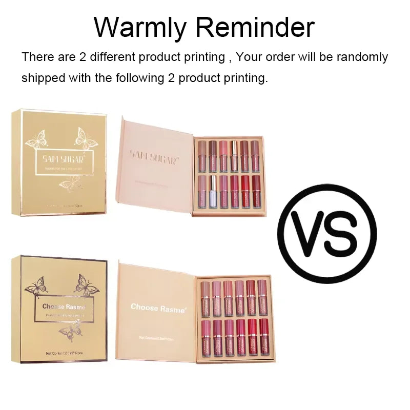 SAM SUGAR 12-color book lip gloss set matte velvet non-stick lip glaze lipstick