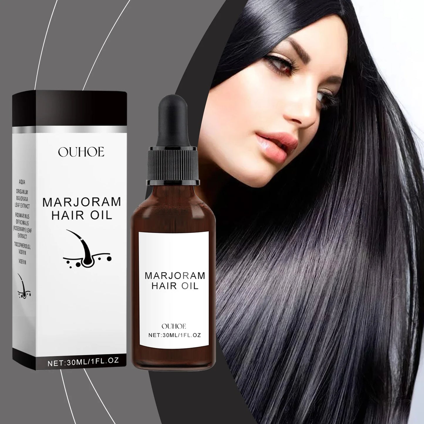 OUHOE Marjoram Hair Oil Deeply Nourish Stimulate Scalp and Promote Healthy Hair Growth Helps Reduce Hair Loss & Breakage