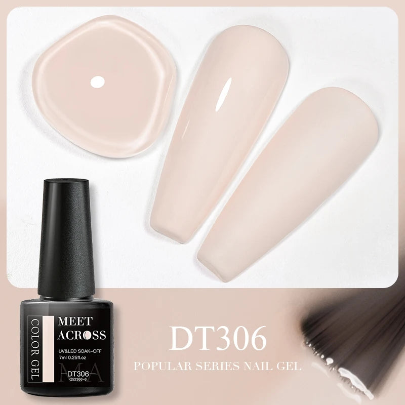 MEET ACROSS 7ml 140 Colors Glitter Gel Nail Polish Fluorescent Laser Semi Permanent Soak Off Nail Art UV Gel Varnish Manicure