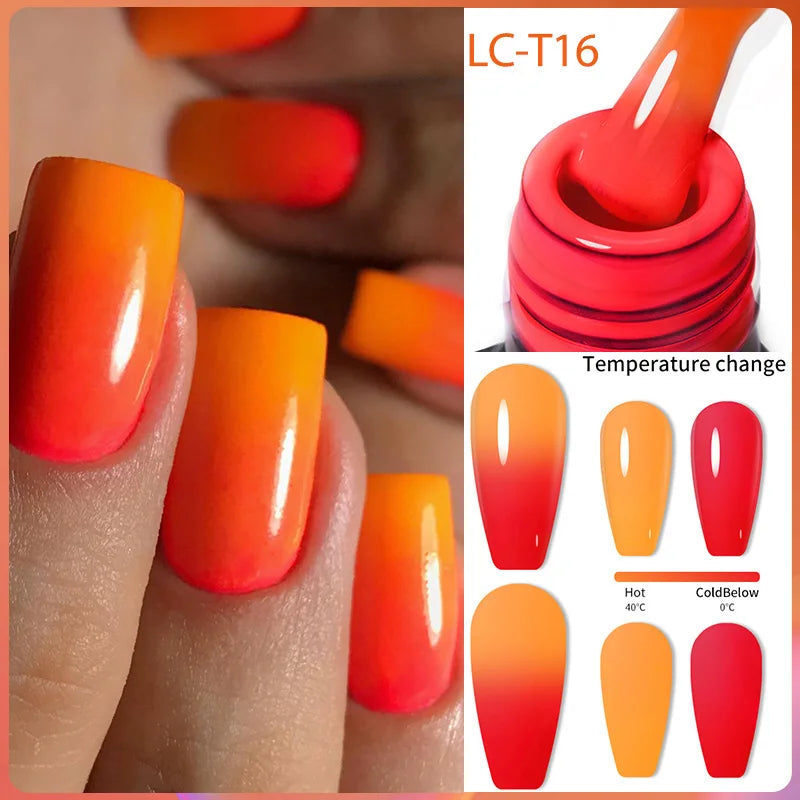 LILYCUTE 7ML Auroras Glitter Thermal Gel Nail Polish Temperature Color Changing Semi Permanent Soak Off Nail Art UV Gel Varnish