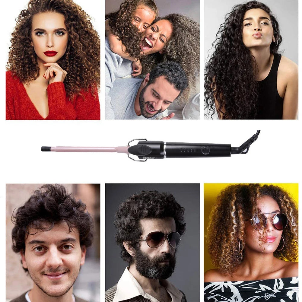 Hatteker 9mm Curling Wand Ceramic Barrel Pro Hair Curler with Constant Temperature Tourmaline Ceramic Iron Beauty Salon