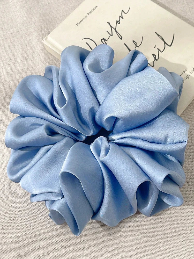 1pc Extra Large Faux Silk Fluffy, High Elasticity, Soft & Silky, Luxury Casual Comfortable Fashion Scrunchie For Women