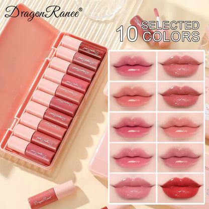10-Piece Set with Fine Glitter Lip Gloss, Easy-To-Color Lip Glaze, Lipstick, Non-Stick Cup, Non-Fading Lip Gloss, Moisturizing Glitter Lip Gloss, Glass Lip Glitter, Pearlescent Glitter Lip Gloss, Lip Glaze Set