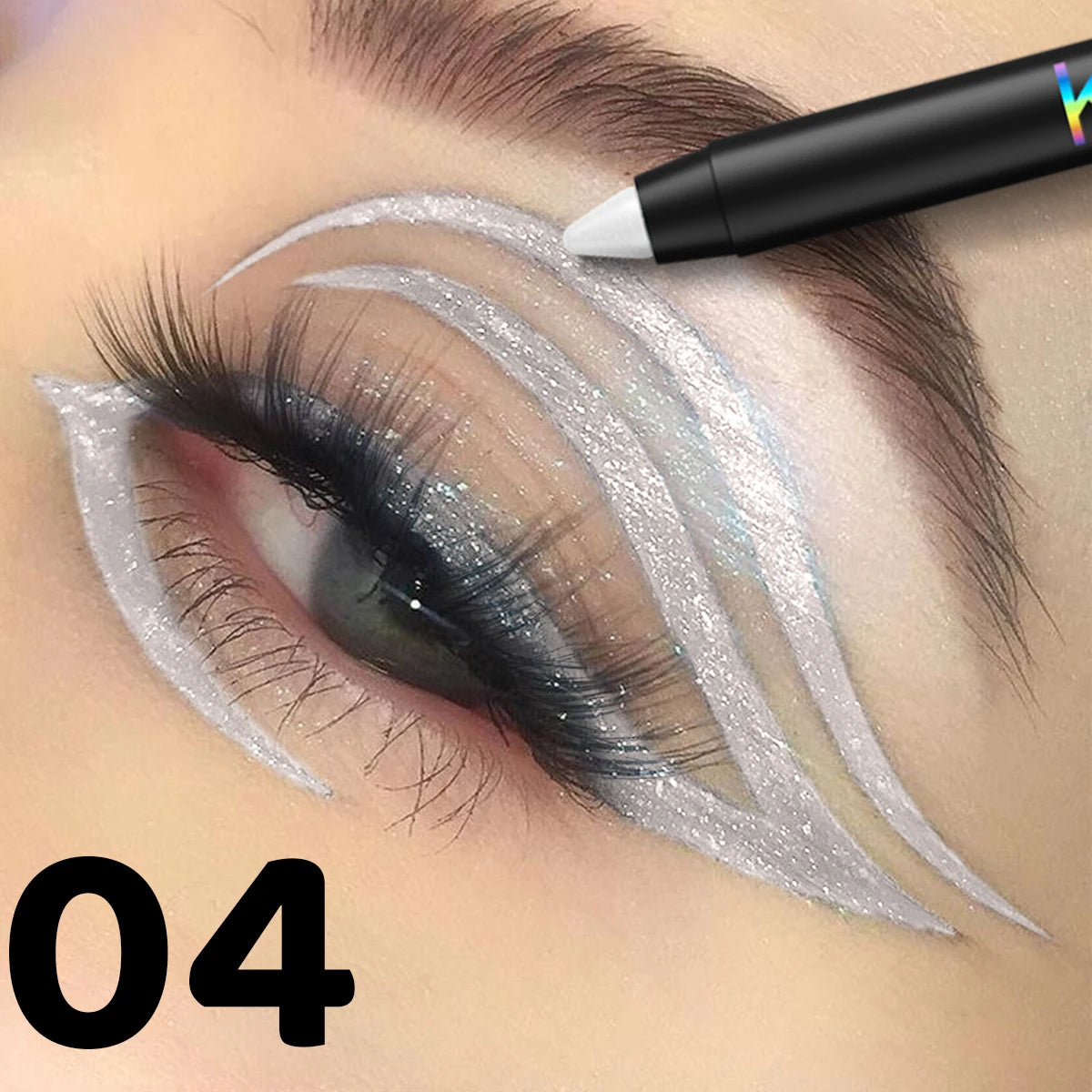 1pc Colourful Eyeliner Pen,High Pigmented Pearly Glitter&Shimmer Metallic Eyeliner Stick, Long Lasting Waterproof White Black