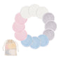 Reusable Bamboo Fiber Makeup Remover Pads 12pcs/Pack Washable Rounds Cleansing Facial Cotton Make Up Removal Pads Tool