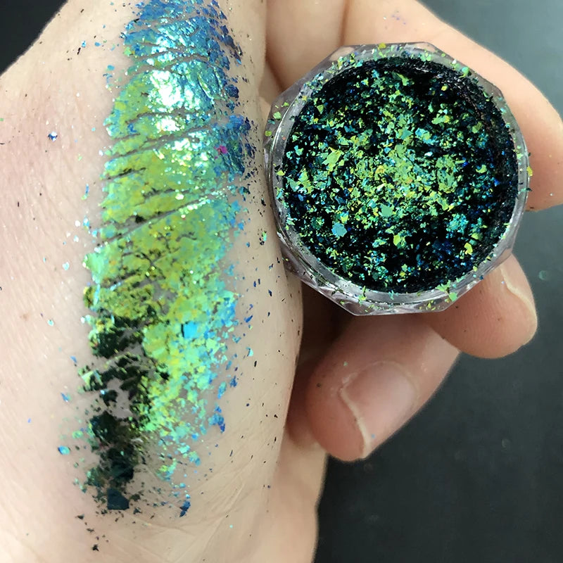 Sparkly Chameleon Nail Opal Flakes Magic Mirror Aurora Thick Nail Sequins Pigment Eye shadow Colorshift Mermaid Nail Chrome Dust
