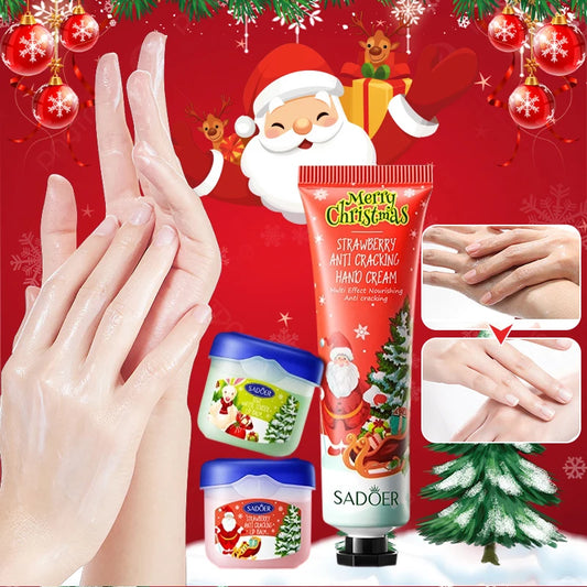 Christmas Hand Cream and Lip Balm Set, 4 hand creams and 4 lip balms, nourishing lip mask, moisturizing formula, gentle care