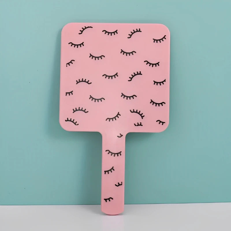 Eyelash Extension Handheld Makeup Mirror Square Vanity Mirror with Plastic Handle Hand High Definition Mirror Beauty Accessories