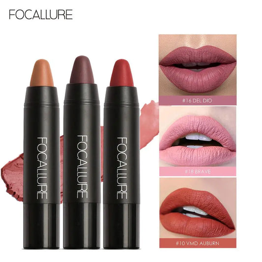 Focallure Matte Lipstick 19 Colors Long-Lasting Waterproof Soft Texture Lipstick Set Red & Nude Shades Cosmetic Glam Batom