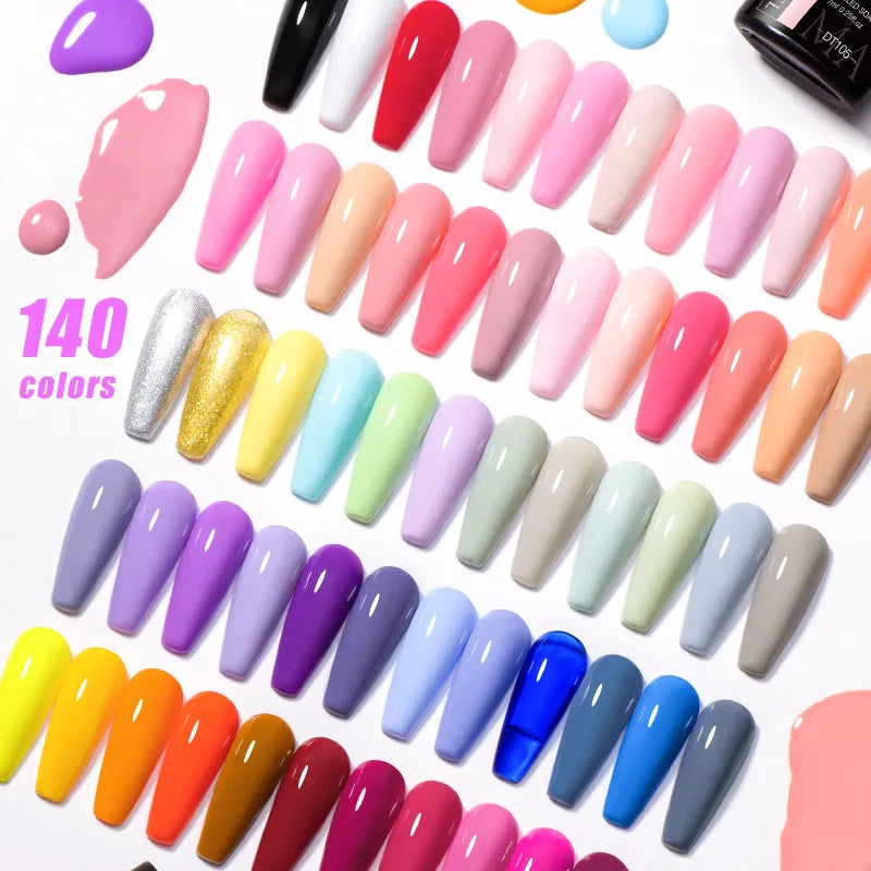 MEET ACROSS 7ml 140 Colors Glitter Gel Nail Polish Fluorescent Laser Semi Permanent Soak Off Nail Art UV Gel Varnish Manicure