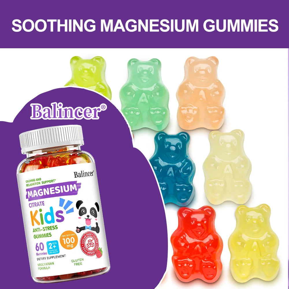 Magnesium Citrate Gummies - Calming, Anti-stress, Promote Healthy Sleep, Improve Memory, Concentration, Nutritional Supplement