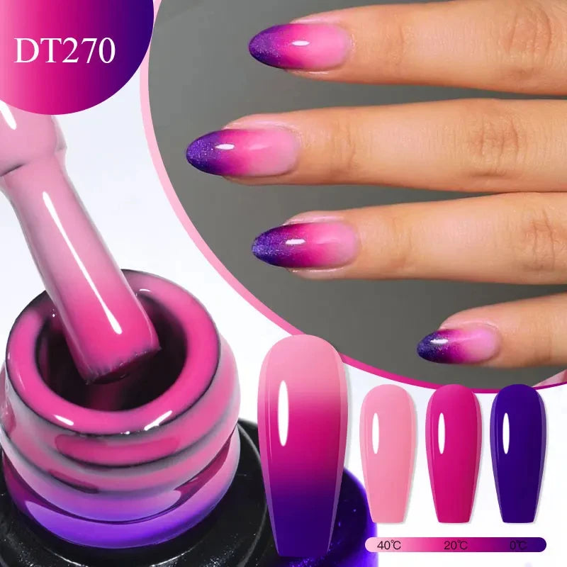 MEET ACROSS 7ml Eggshell Thermal Gel Nail Polish Temperature Changing Gradient Nail Art Varnish Winter Soak Off Gel For Nails