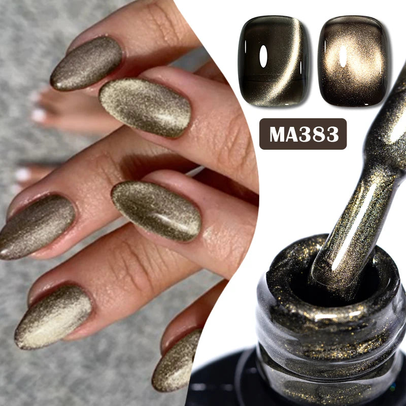MEET ACROSS 7ml Golden Cat Magnetic Gel Nail Polish Dark Brown Red Green Christmas Nail Art Varnish Winter Autumn For Nails
