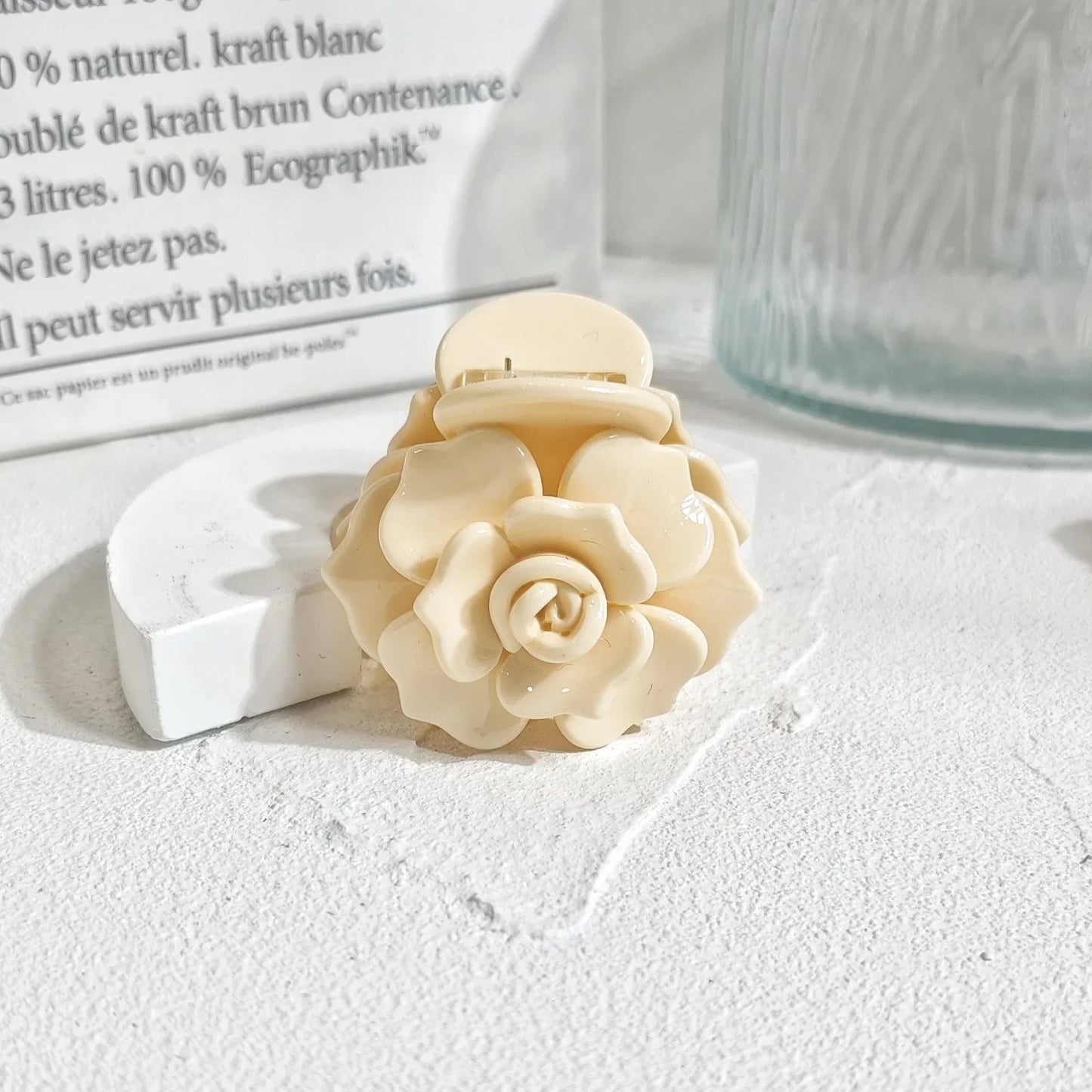 New French Three-dimensional Camellia Hair Claw Acetate Elegant Flower Crab Hair Clips Hair Accessories Headdress for Women Girl