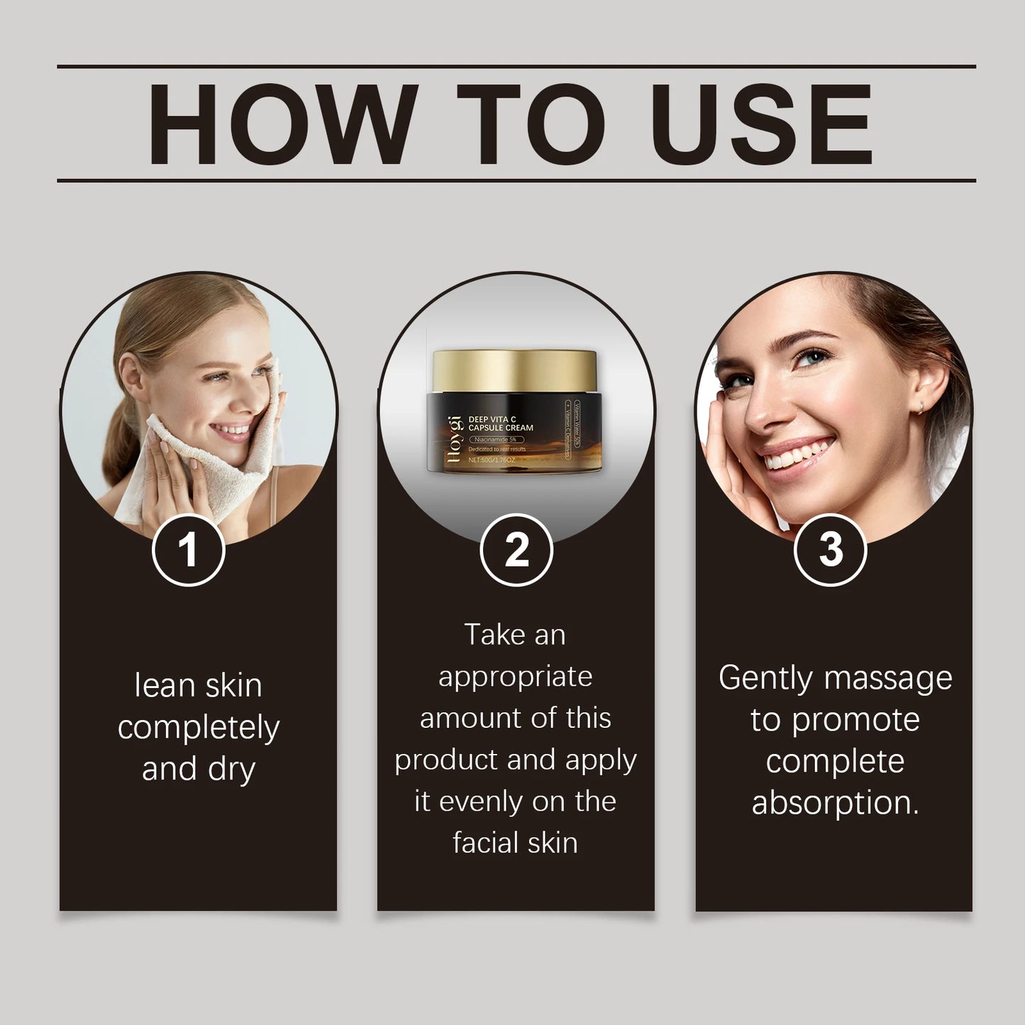 HOYGI Deep Vitamin C Face Cream Moisturizer Wrinkles Skin Radiance Glow Hydration Lightweight Skin Care Anti Aging Brightening