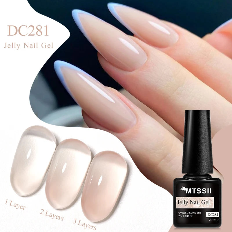 7ML Jelly Gel Nail Polish Black Crystal Translucent Dull Color Nail Art Gel Semi Permanent Varnish Soak Off UV LED Gel Polish